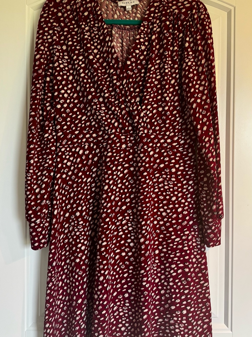 Gilli Burgundy Printed Long-Sleeve Dress